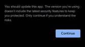 Google app showing out of date warning