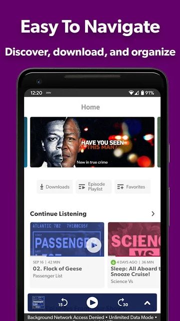 Stitcher Podcast App on Android