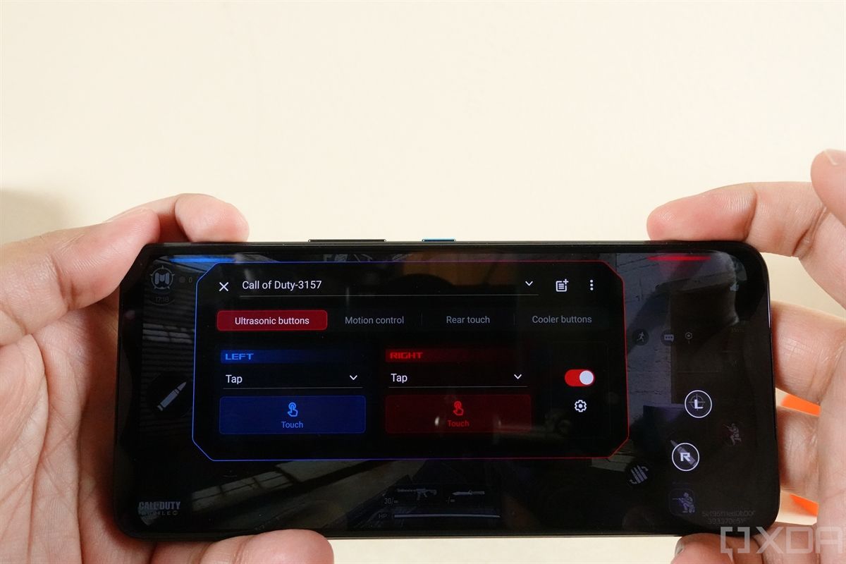 Ultrasonic shoulder buttons on ASUS ROG Phone 5