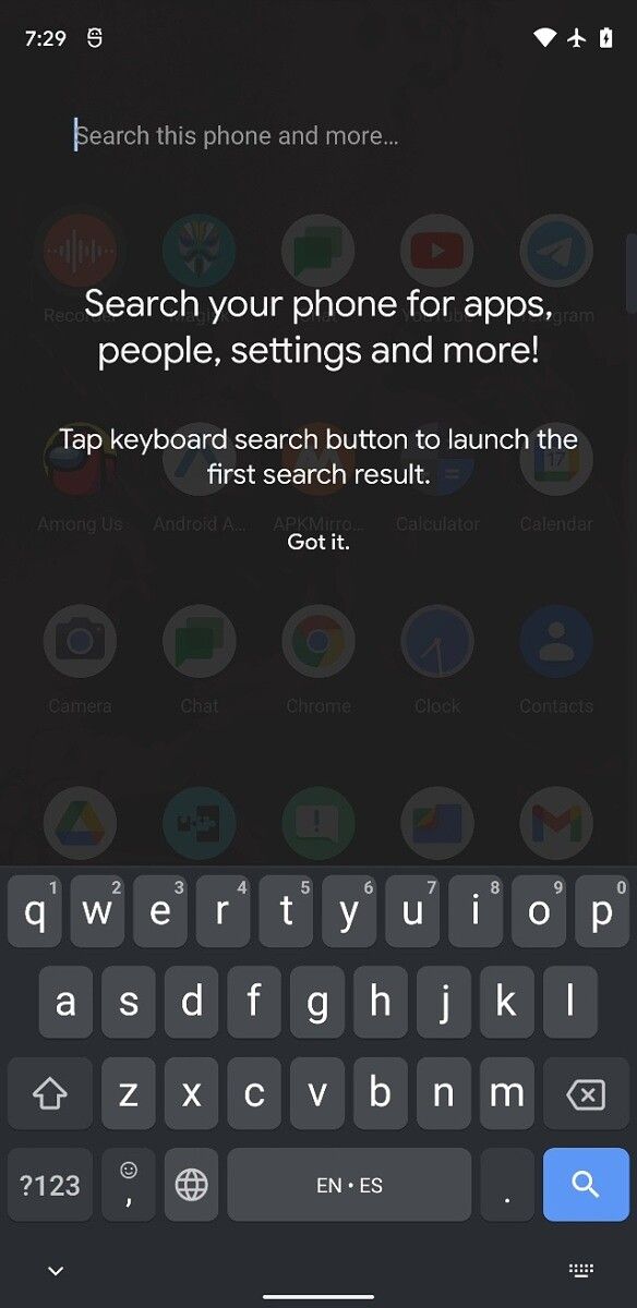Android 12 DP2 new search widget