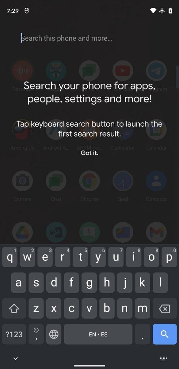 Android 12 DP2 new search widget
