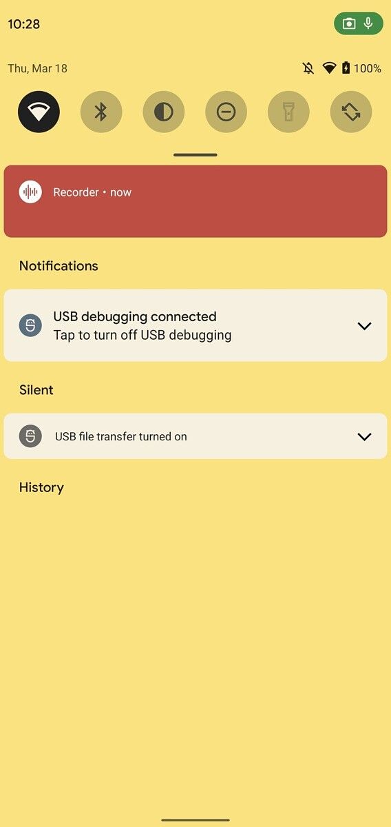 Android 12 privacy indicators in status bar