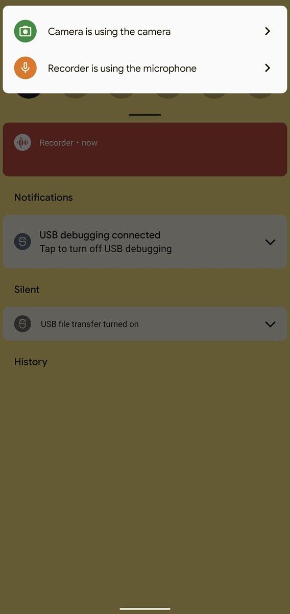 Android 12 camera and microphone warning