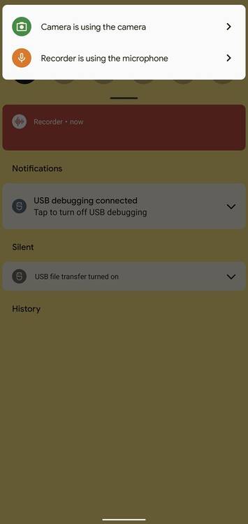 Android 12 camera and microphone warning