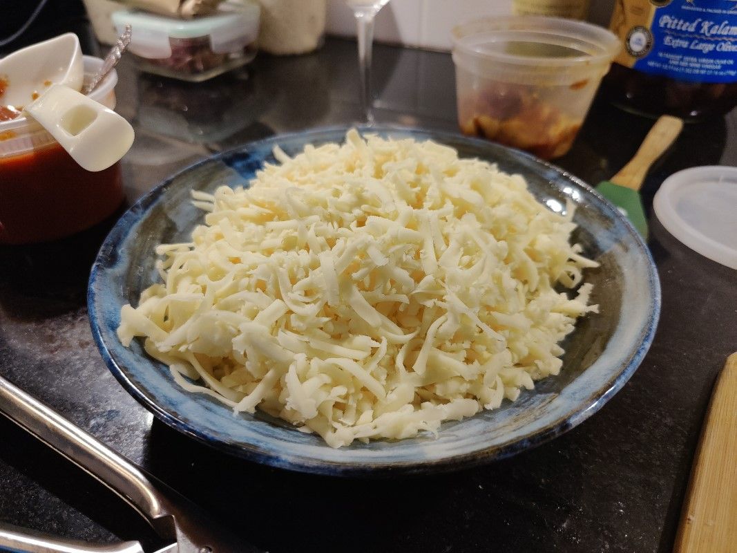 Bowl of shredded cheese