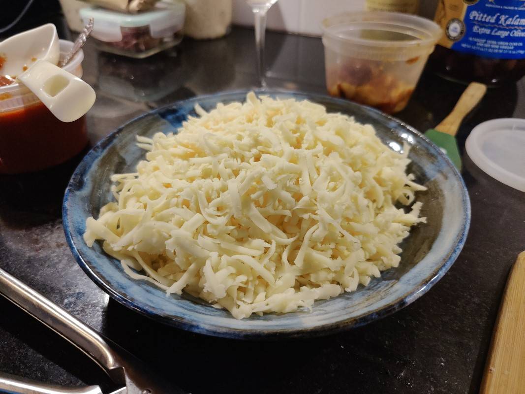 Bowl of shredded cheese