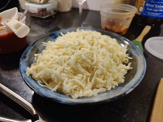 Bowl of shredded cheese