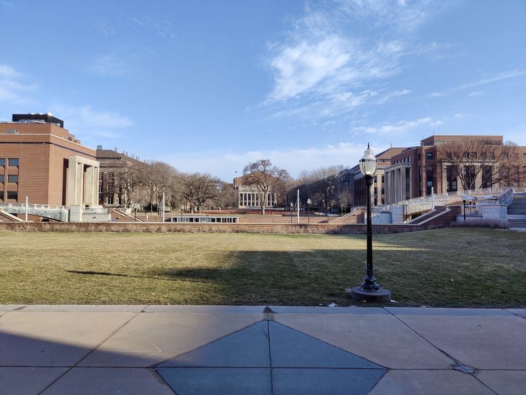 Field and building