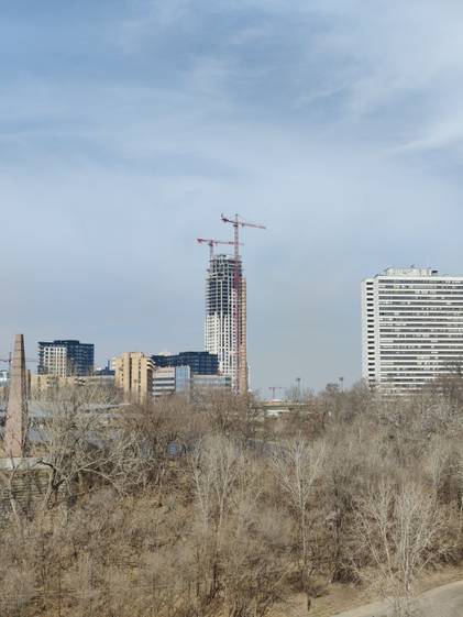 Landscape showing Under construction building with crane