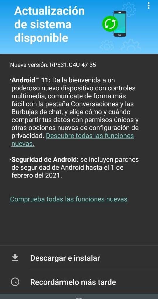 Moto G8 Power Android 11 update notification