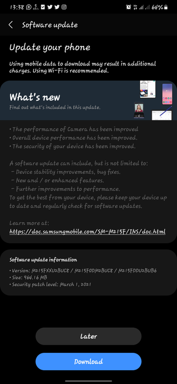 One UI 3.1 OTA for Galaxy M21