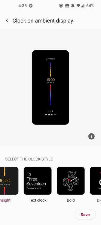 OxygenOS customization options for always on display.