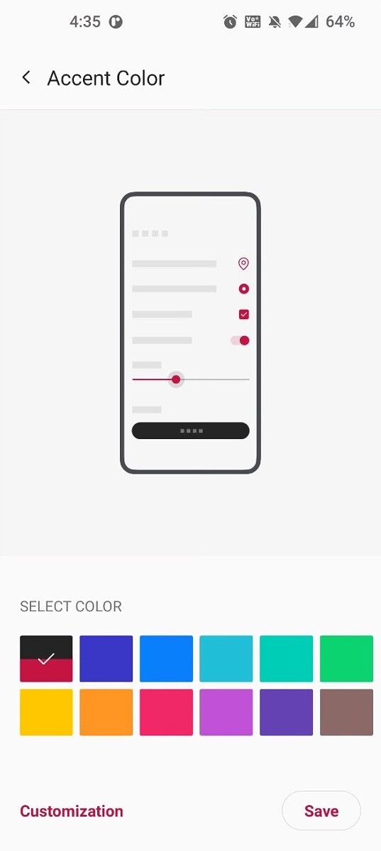 OxygenOS customization options.