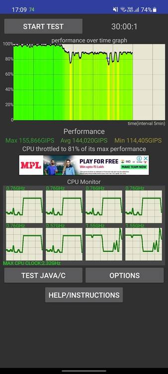 Samsung Galaxy A52 cpu throttling