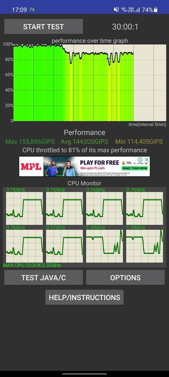 Samsung Galaxy A52 cpu throttling
