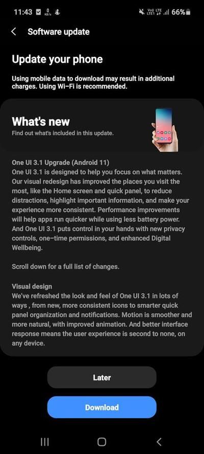Samsung Galaxy M31s One UI 3.1 OTA 1