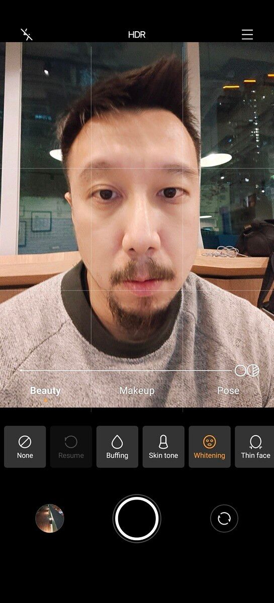 Vivo selfie beautifying mode