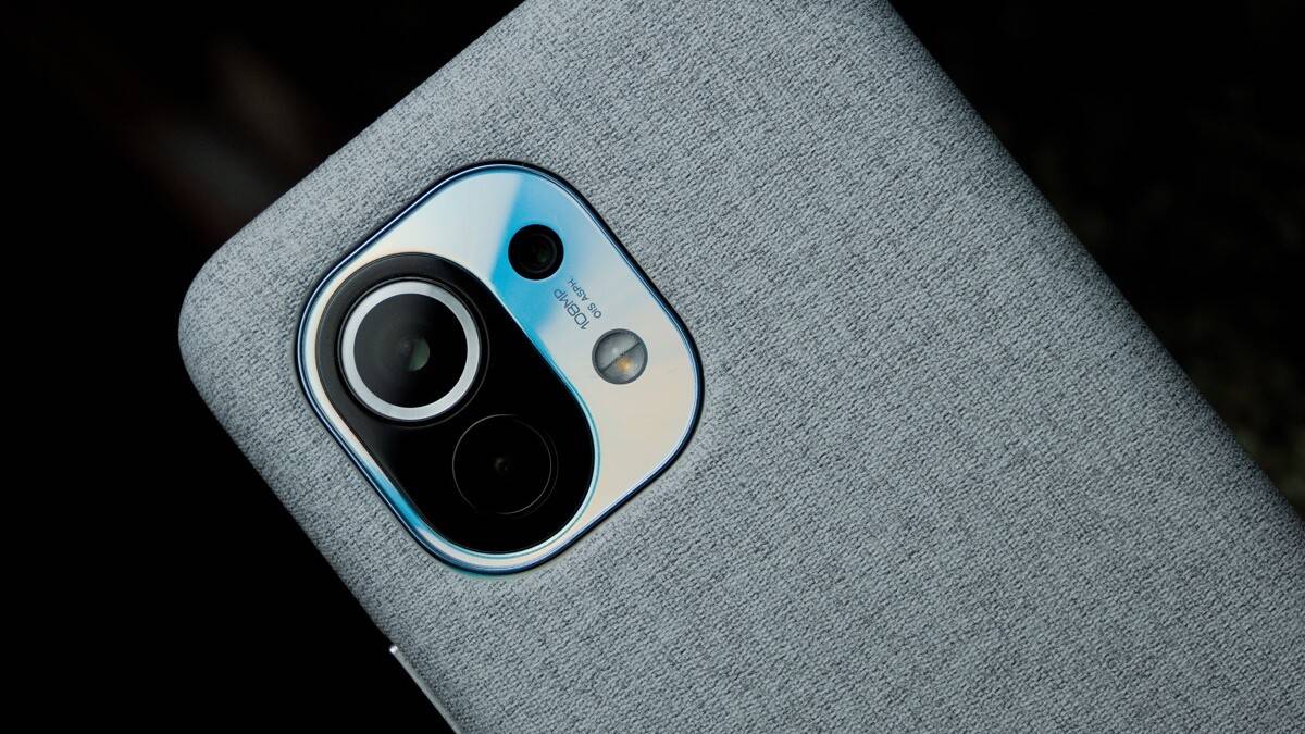 Xiaomi Mi 11 with fabric case and camera module visible
