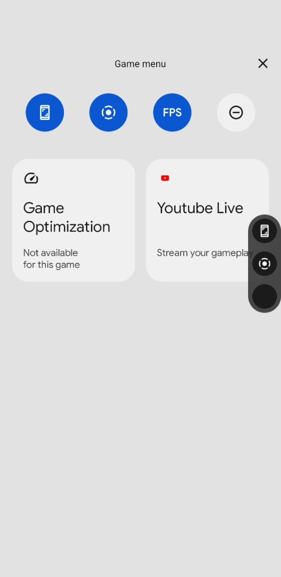 Android 12 DP3 floating gaming toolbar