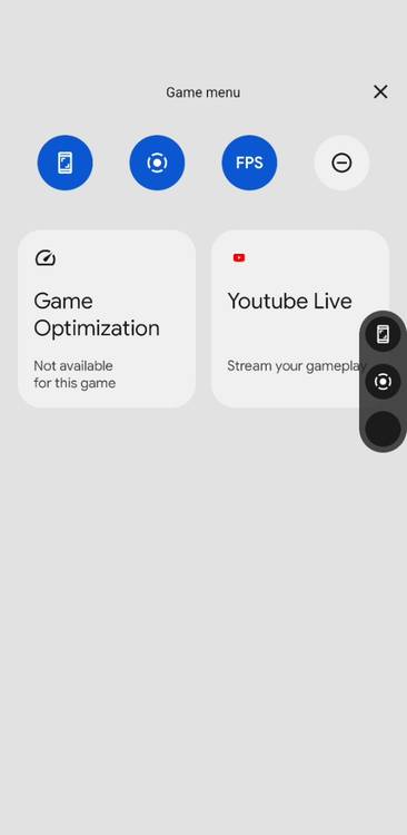 Android 12 DP3 floating gaming toolbar