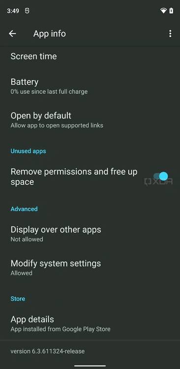 Android 12 remove permissions and free up space toggle