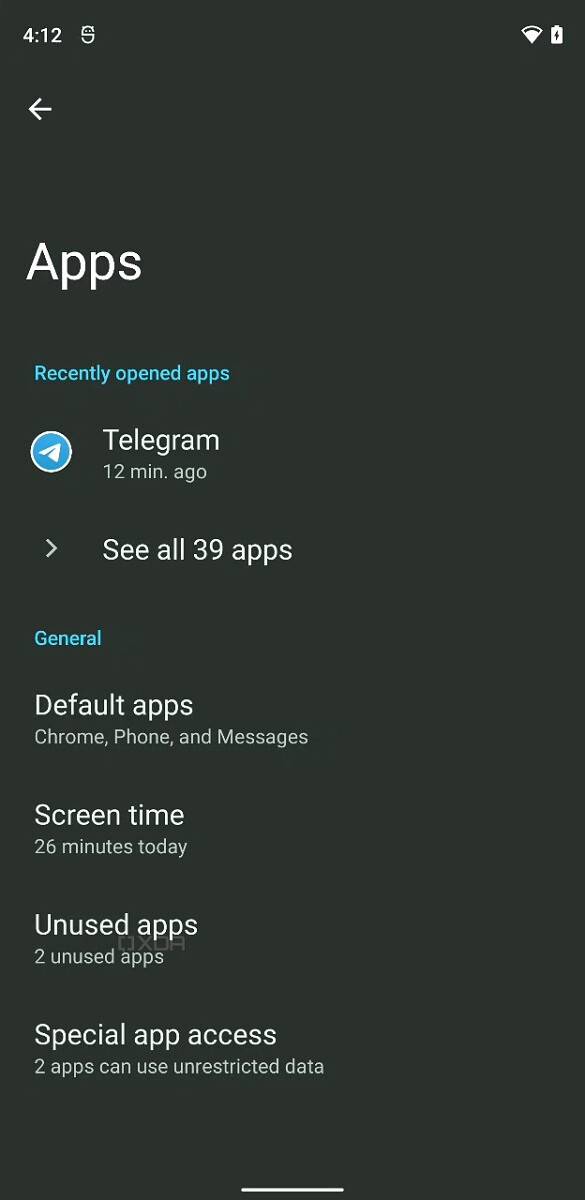 Android 12 unused apps settings 1