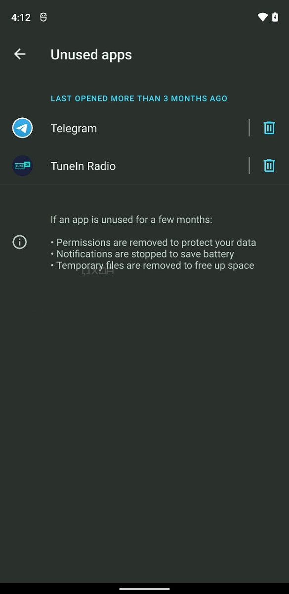 Android 12 unused apps settings 2