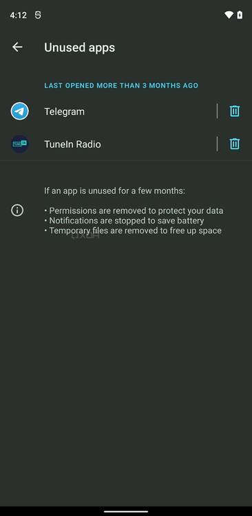 Android 12 unused apps settings 2