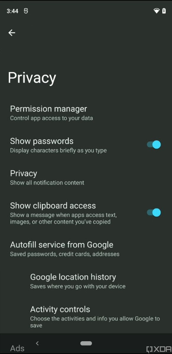 Android 12 show clipboard access