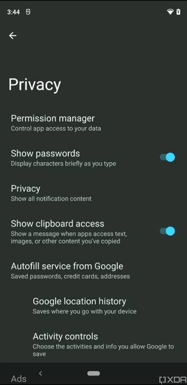 Android 12 show clipboard access
