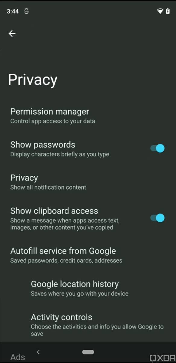 Android 12 show clipboard access
