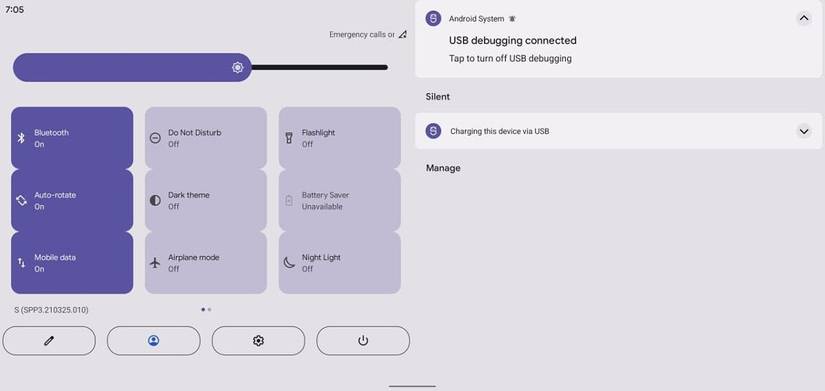 Android 12 DP3 Quick Settings UI for tablets