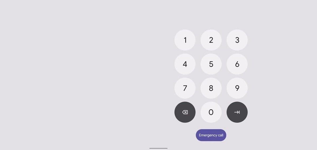Android 12 right-handed lock screen for tablets