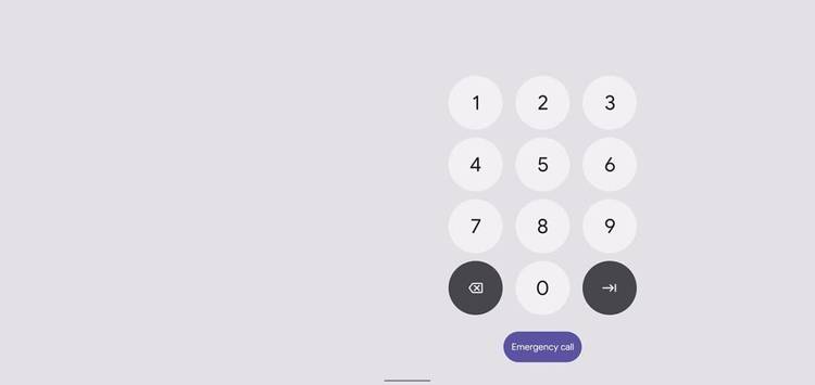 Android 12 right-handed lock screen for tablets