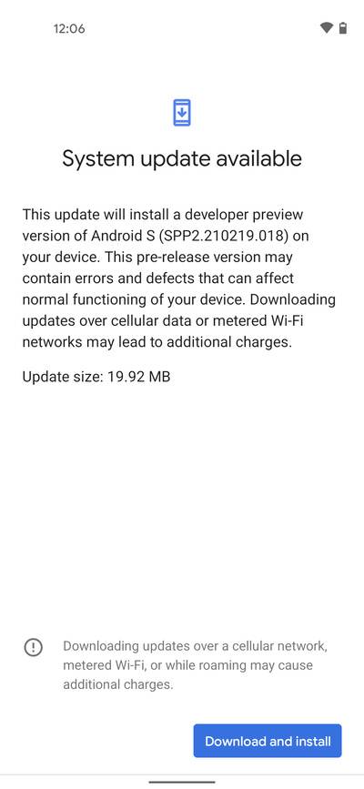 Android 12 Developer Preview 2.2