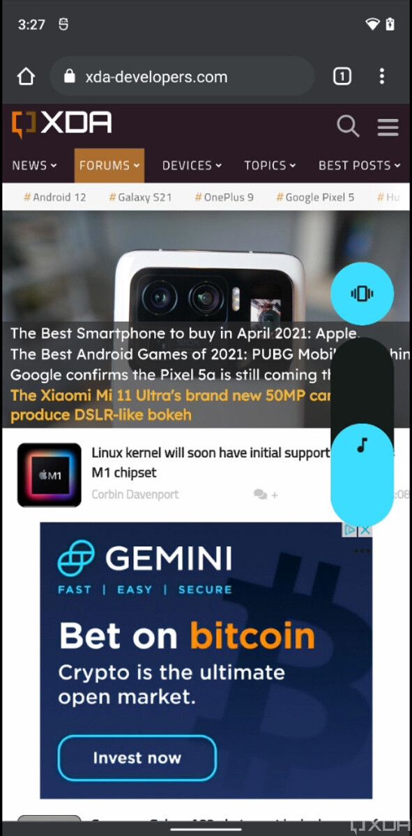 Android 12 new volume panel UI