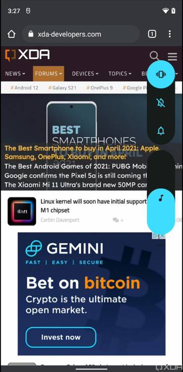 Android 12 new volume panel UI