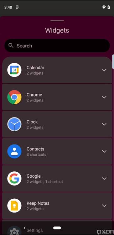 Android 12 search bar in widget picker