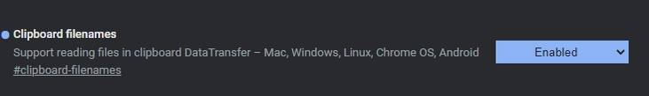 Clipboard filenames flag Chrome 91 beta