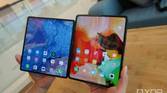 The Huawei Mate X2's screen (left) and the Mi Mix Fold's screen (right).