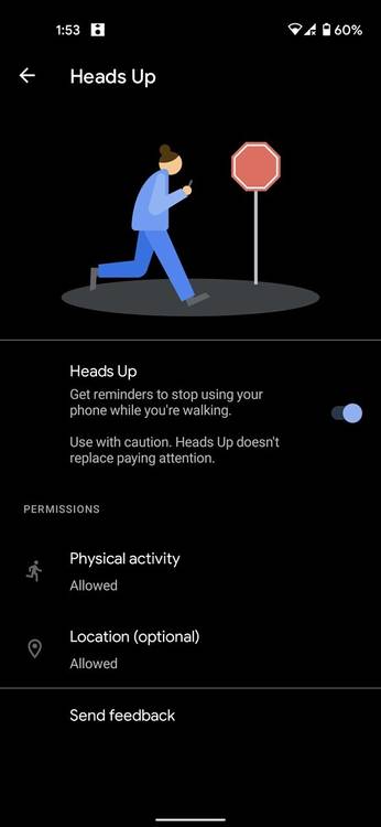 Digital Wellbeing Heads Up settings