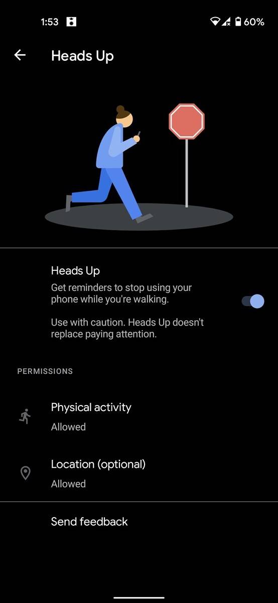 Digital Wellbeing Heads Up settings