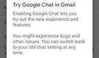 Google Chat in Gmail pop-up