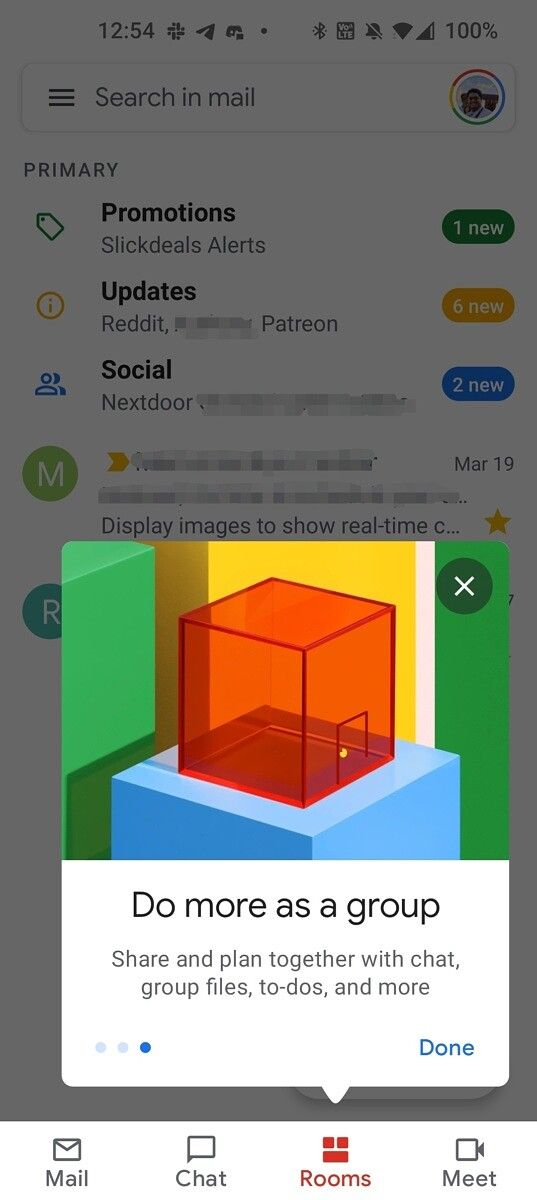 Rooms tab pop-up