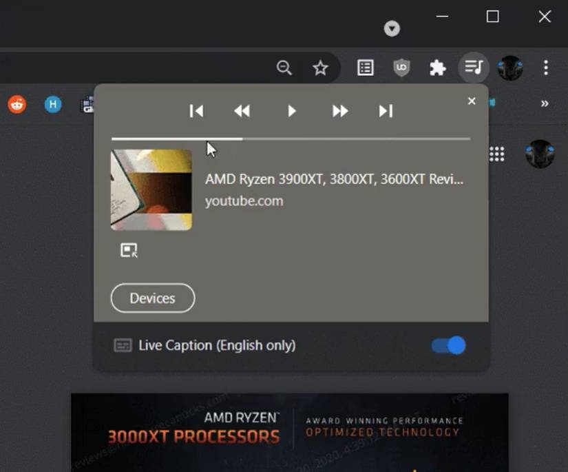 Updated media playback controls in Chrome Canary 91