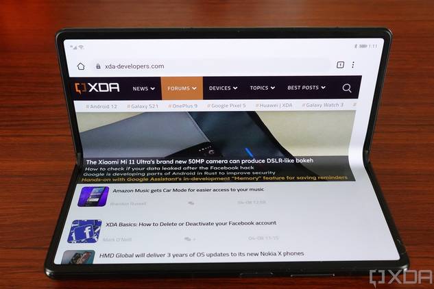 Huawei Mate X2 half-folded