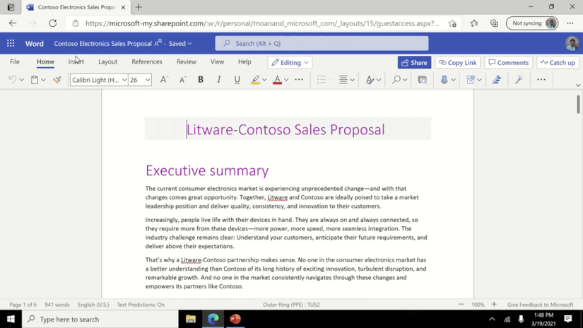 Demo of exporting a Word doc to PowerPoint