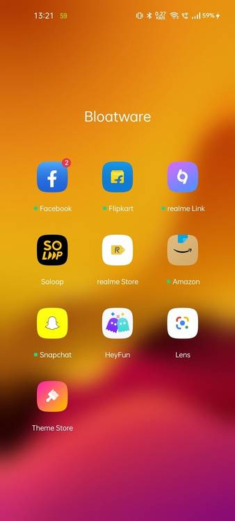 pre-installed bloatware apps on Realme 8 pro