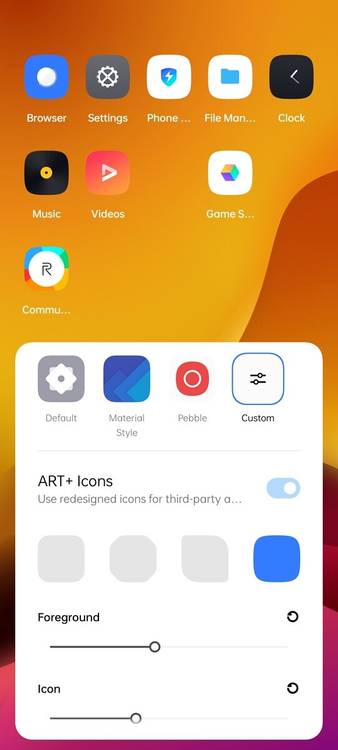 icon customization on Realme UI 2.0 on Realme 8 Pro