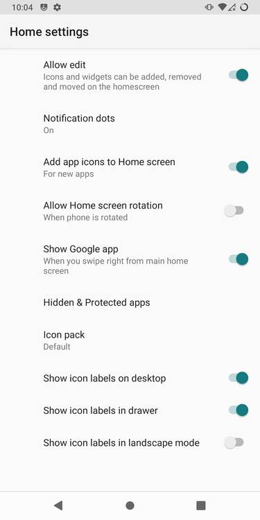 Trebuchet launcher settings on LineageOS 18.1
